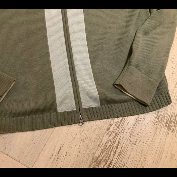 Green/Grey Club Monaco Full-Zip Sweater (Mens Large) - Picture 4 of 5